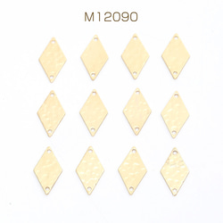 M12090  30個  メタルプレートチャーム ひし形 2穴 8×15mm ゴールド  3X（10ヶ） 1枚目の画像