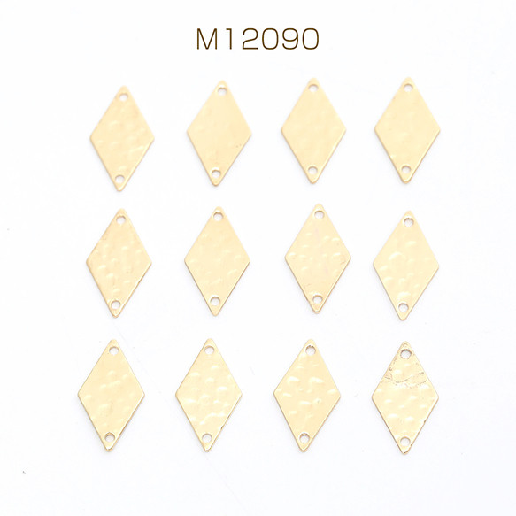 M12090  30個  メタルプレートチャーム ひし形 2穴 8×15mm ゴールド  3X（10ヶ） 1枚目の画像