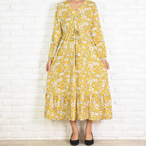 花柄イエロー系長袖ワンピース　サルーチェ mode-8298_00.jpg?basethum=225