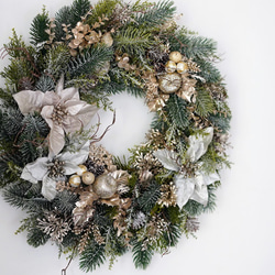 再販】クリスマスリース2023 シャンパンゴールド 大人っぽく上品な特大