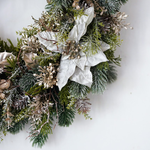 再販】クリスマスリース2023 シャンパンゴールド 大人っぽく上品な特大