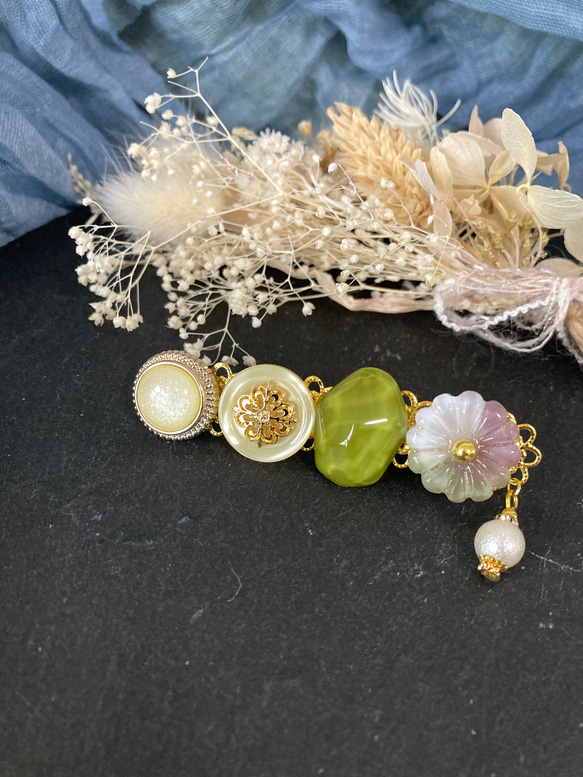 ハンドメイドボタンカボションピアス・ヘアクリップ用セット①