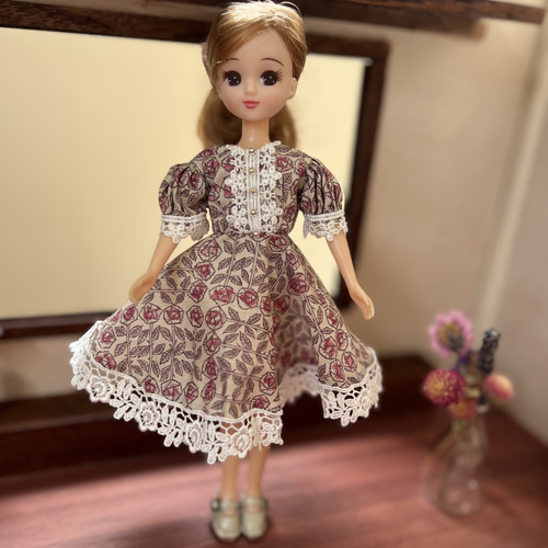 ちいハンドメイドリバティバルーンスリーブワンピース受注製作 リバティプリントバルーンスリーブワンピース その他アート RITSUKO