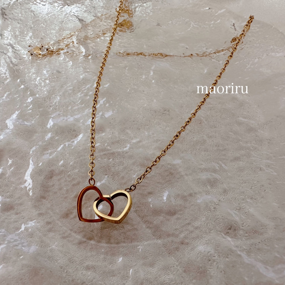 金アレ対応 ダブルハート ネックレス (0119) ネックレス 金アレ対応 ダブルハート ネックレス (0119) ネックレス