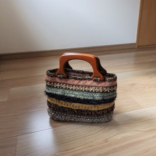 木の持ち手ニットバック【送料無料】秋冬 ハンドメイド その他バッグ