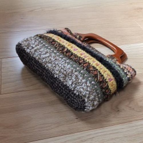 木の持ち手ニットバック【送料無料】秋冬 ハンドメイド その他バッグ