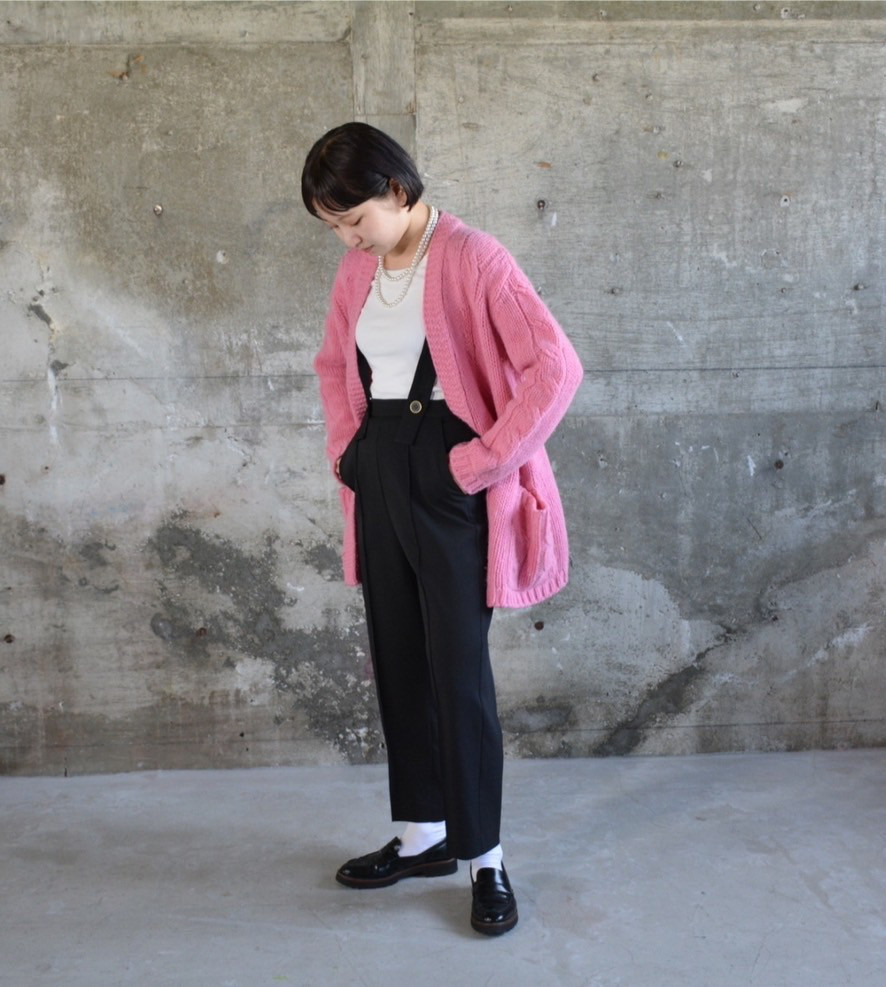 小柄さん向け　サスペンダー付きテーパードパンツ　black（long丈）受注受付中です☺︎