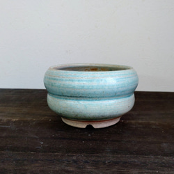 陶器の植木鉢　「山葵色」 1枚目の画像