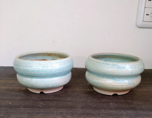 陶器の植木鉢　「山葵色」 5枚目の画像