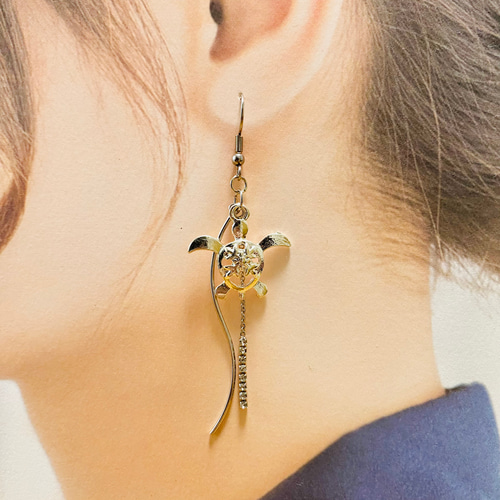 ハワイアン ホヌ カメ ピアス ネックレス ピアス（フック