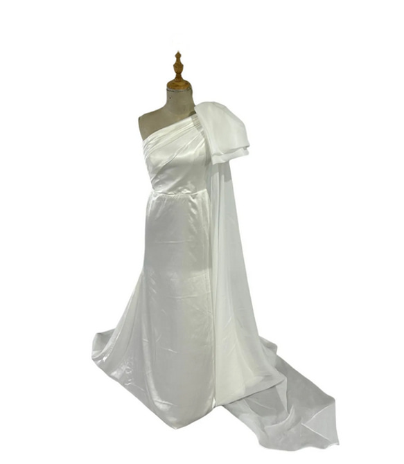 高品質！ ウエディングドレス パーティードレス ワンショルダー  