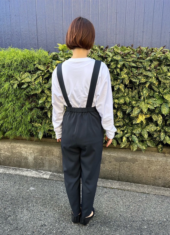 小柄さん向け　サスペンダー付きテーパードパンツ　navy（short丈）受注受付中です☺︎ 7枚目の画像