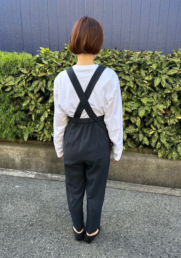 小柄さん向け　サスペンダー付きテーパードパンツ　navy（short丈）受注受付中です☺︎ 8枚目の画像