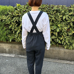 小柄さん向け　サスペンダー付きテーパードパンツ　navy（long丈）受注受付中です☺︎ 9枚目の画像