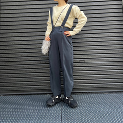 小柄さん向け　サスペンダー付きテーパードパンツ　navy（long丈）受注受付中です☺︎ 6枚目の画像