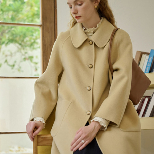 super100　丸衿コート 褒められ確定！丸襟ロングコート 春秋向コート コットン 裏地