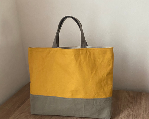 受注生産】レッスンバッグ 11号帆布 お手提げ マスタード