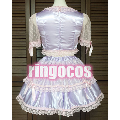 アイドル衣装 パープル×ピンク 水玉 編み上げリボン オリジナル