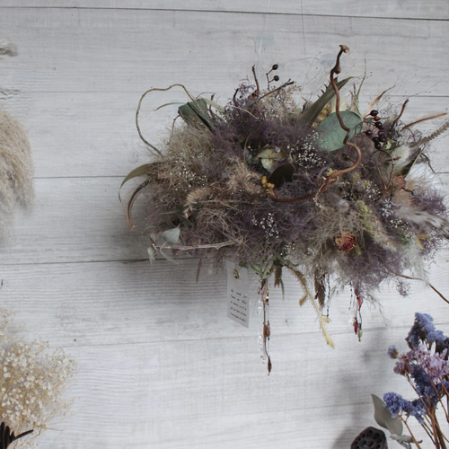 スモークツリー　フライングリース　ドライフラワーリース スモークツリーフライングリースドライフラワーリース