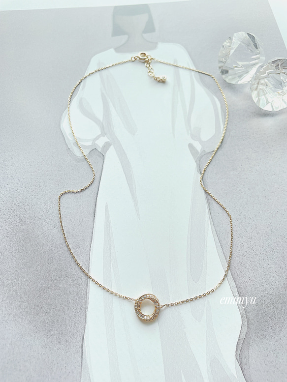 Round Zirconia Elegant Necklace 3枚目の画像