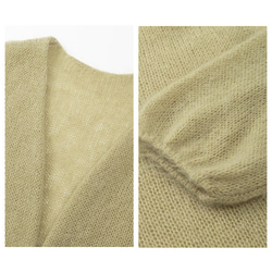 モヘア＊ウール混紡セーター　ウールカーディガン　ウール羽織り　白と黄緑色　フリーサイズ#323 17枚目の画像