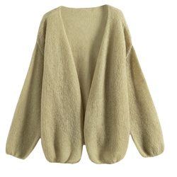 モヘア＊ウール混紡セーター　ウールカーディガン　ウール羽織り　白と黄緑色　フリーサイズ#323 18枚目の画像