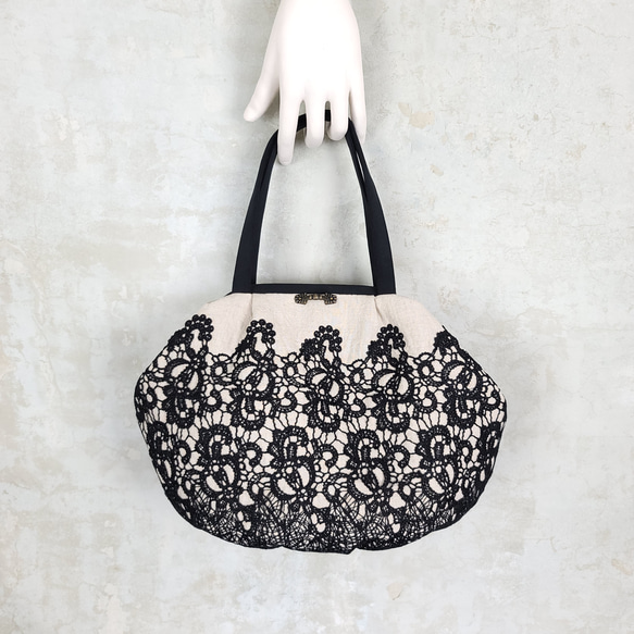 ホワイトリネンバッグ レース装飾 【公式通販】