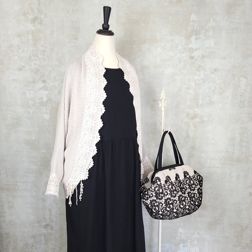 ホワイトリネンバッグ レース装飾 【公式通販】