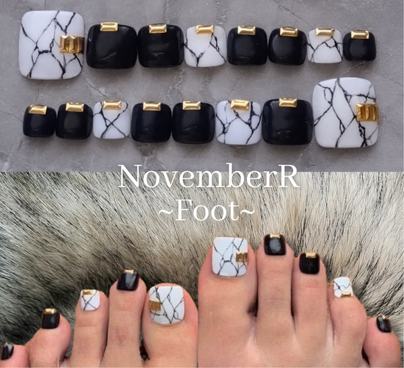 FA029⭐16枚入り⭐人気！大理石フットネイルチップ ネイルチップ（つけ