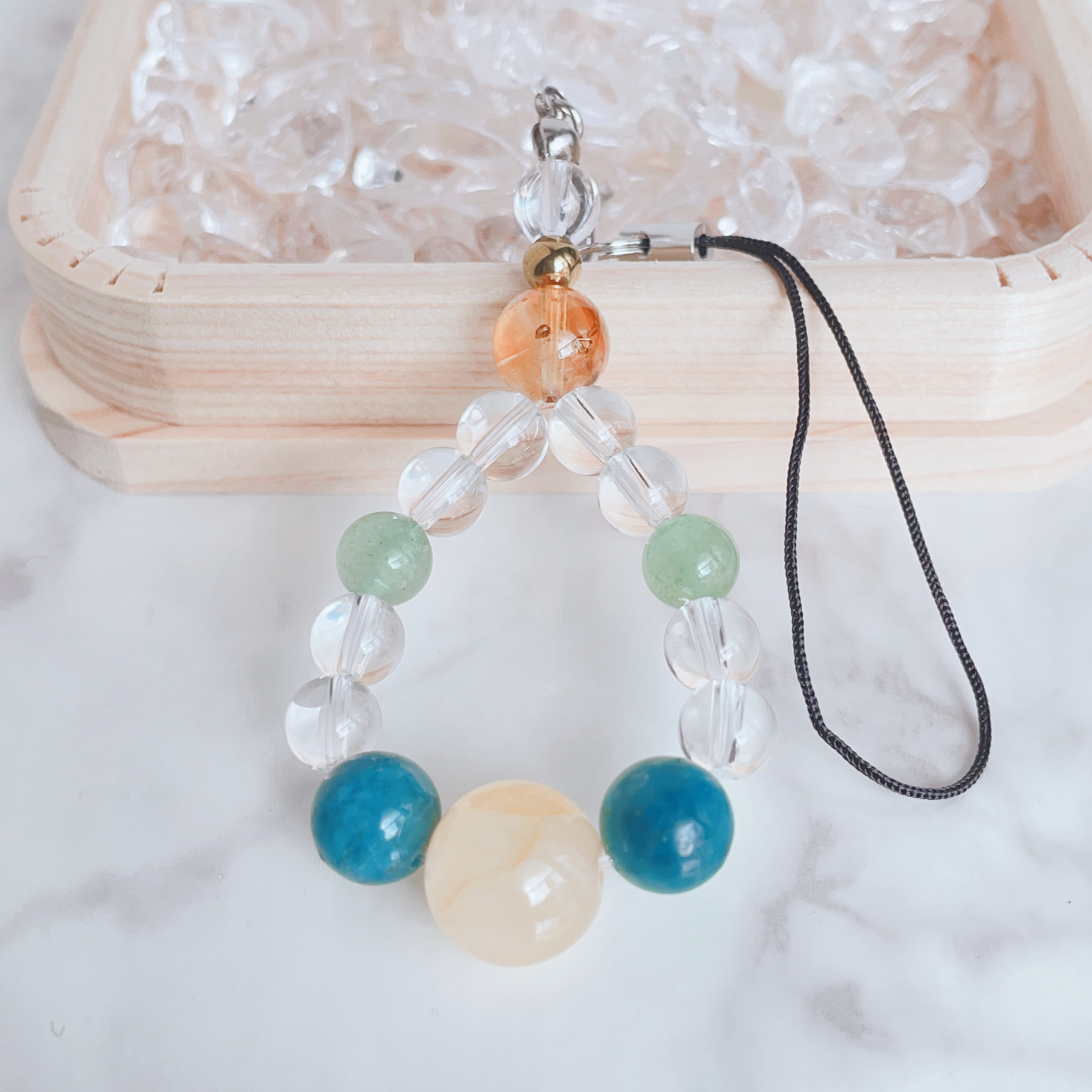 ✦やる気とモチベーションを高める リモナイト・アパタイト・シトリン パワー.ストーン 天然石 ストラップ No638S