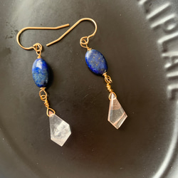 267.天然石ラピスラズリとヒマラヤ産水晶14kgfピアス ピアス