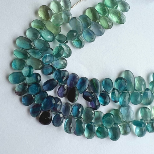 大粒12〜13mm ミントグリーンフローライトネックレス ペアシェイプ