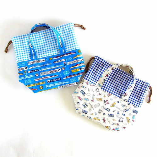 受注製作】保温保冷 子供用 お弁当袋 男の子 巾着 持ち手付き ランチ