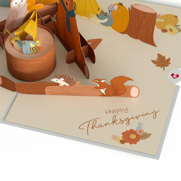 ポップアップグリーティングカード　Woodland Harvest Thanksgiving Animals 6枚目の画像