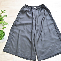 ベーシックデザインリネンギャザースカート：ブラック 14枚目の画像