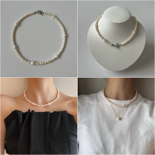 6way］ 淡水パールネックレス ＊ バロックパールネックレス