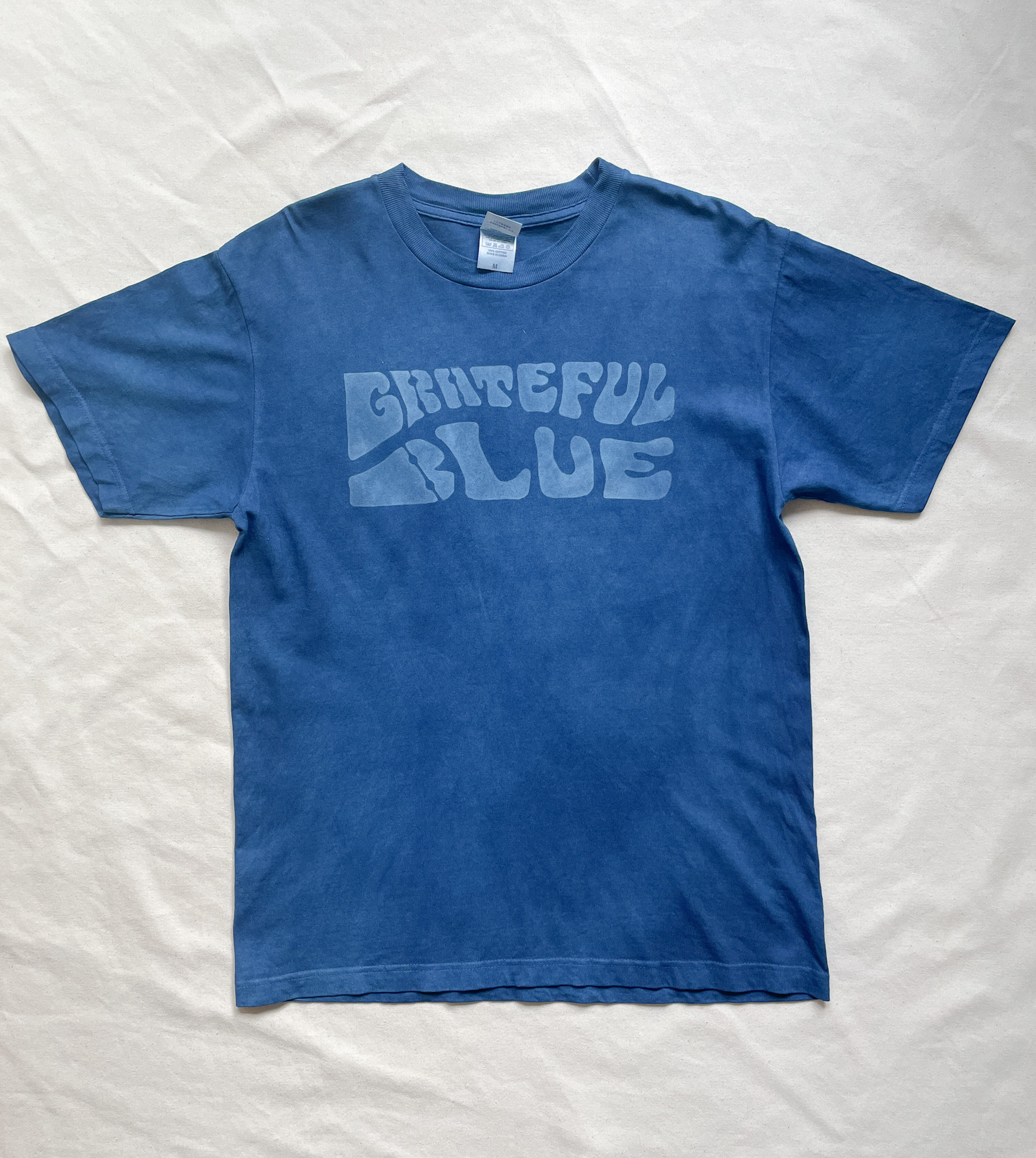 送料無料　藍染Tシャツ " 青に感謝 " 骸骨 絞り染め 　幽霊