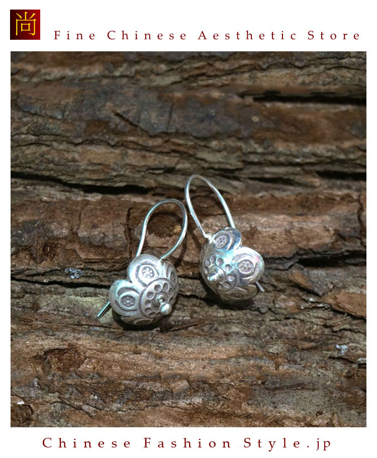 銀純度99％以上のピュアシルバージュエリーアート職人手作りのピアス＃170