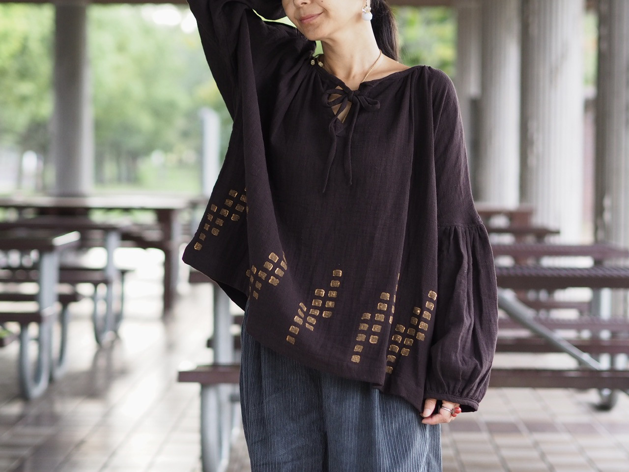 キナコ様　ダブルガーゼ　キャンディーお袖の長袖ブラウス キナコ様 ダブルガーゼ キャンディーお袖の長袖ブラウス 楽天市場