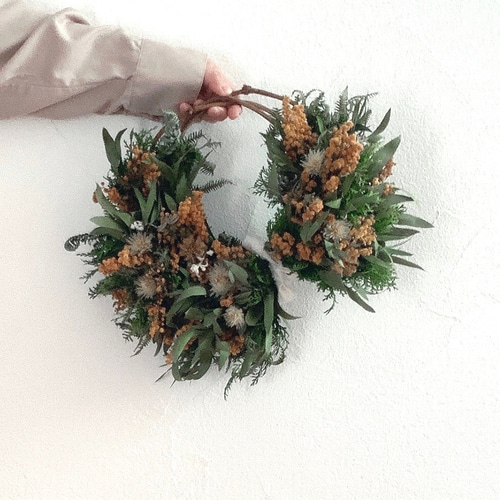 ナチュラルミモザのハーフリース リースブーケにも！ リース k  