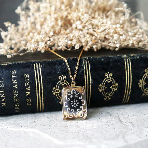 アンティーク　ビンテージ　フィリグリー　ネックレストップ　シルバー刻印　魚 アンティーク ビンテージ フィリグリー ネックレストップ シルバー刻印