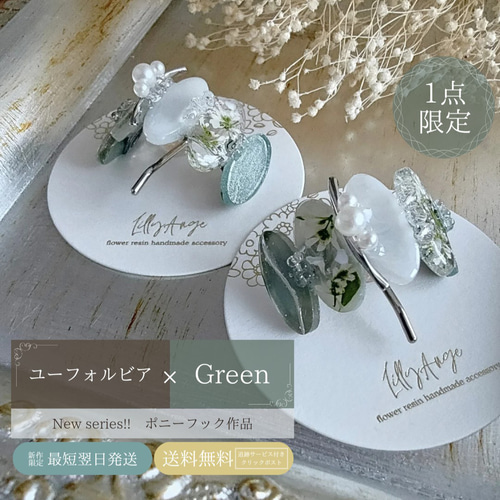 楽天市場】ポニーフック リボン（カラーグリーン）の通販