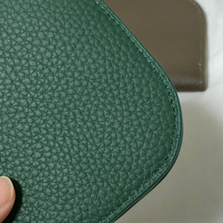 レザー　二つ折り財布　極薄　本格　ソフトレザー　スリムウォレット　ダークグリーン　人気デザイン 5枚目の画像