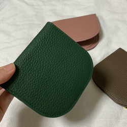 レザー　二つ折り財布　極薄　本格　ソフトレザー　スリムウォレット　ダークグリーン　人気デザイン 9枚目の画像