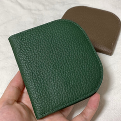 レザー　二つ折り財布　極薄　本格　ソフトレザー　スリムウォレット　ダークグリーン　人気デザイン 3枚目の画像