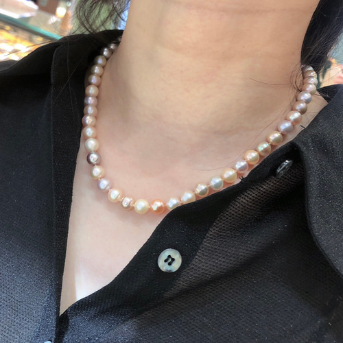 【高級】淡水真珠　一連ネックレスs925