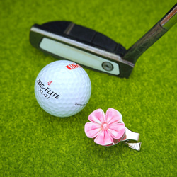 ゴルフマーカー　クリップタイプ　（ピンク 五弁花）　●　クロースフラワーアクセサリー 2枚目の画像