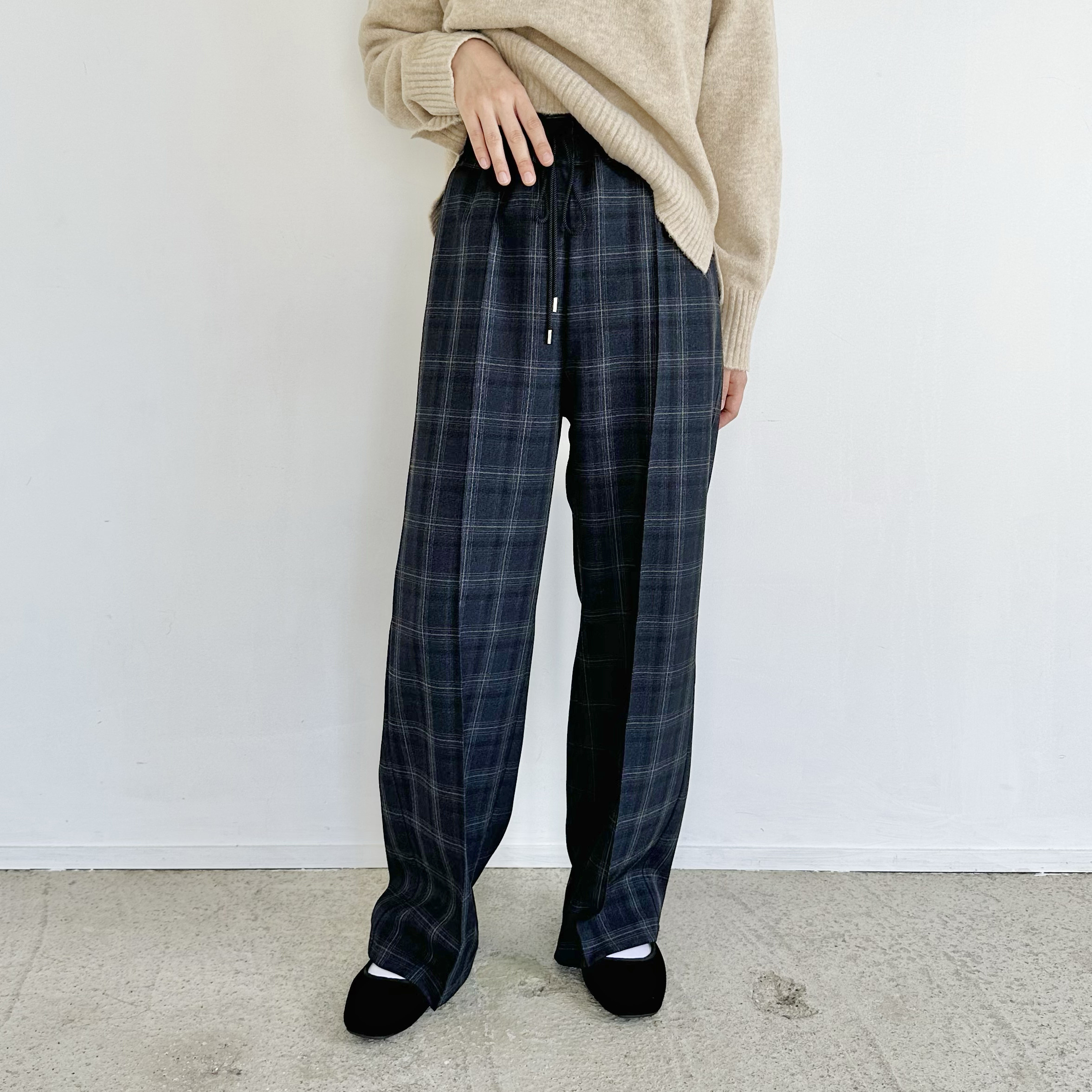 ネイビーチェックパンツ00 チェックパンツ パンツ メンズ ボトムス ロング 送料無料・再販