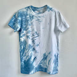 藍染クルーネックTシャツ・霞（半袖レディースS） 1枚目の画像