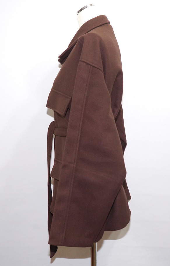 Wool Touch Oversized BDU Jacket (brown) コート ブラウン 茶色 きれいめ 8枚目の画像